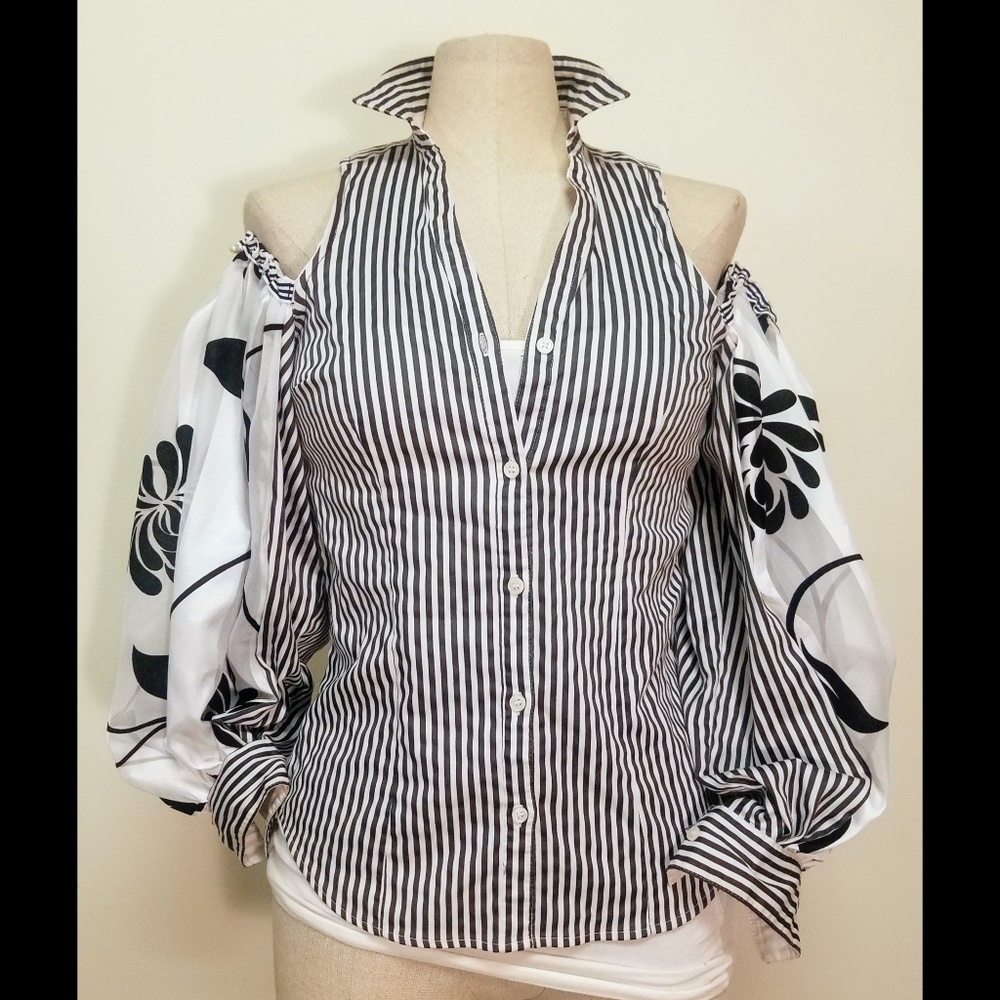 Altered H&M womans stretch button up